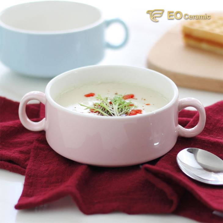 Ceramic Soup Bowl with Double Handle