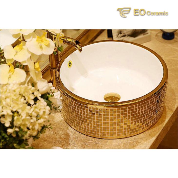 Gold Color Ceramic Bathroom Sink